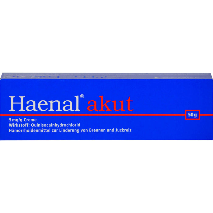 Haenal akut Creme Hämorrhoidenmittel  zur Linderung von Brennen und Juckreiz, 50 g Creme