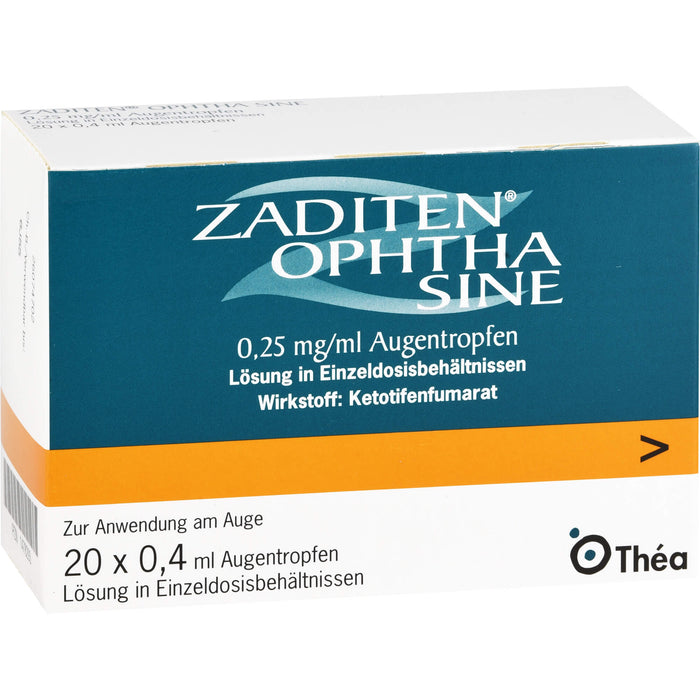 Zaditen ophta sine 0,25 mg/ml Lösung Antiallergikum zur Anwendung am Auge, 20 St. Einzeldosispipetten