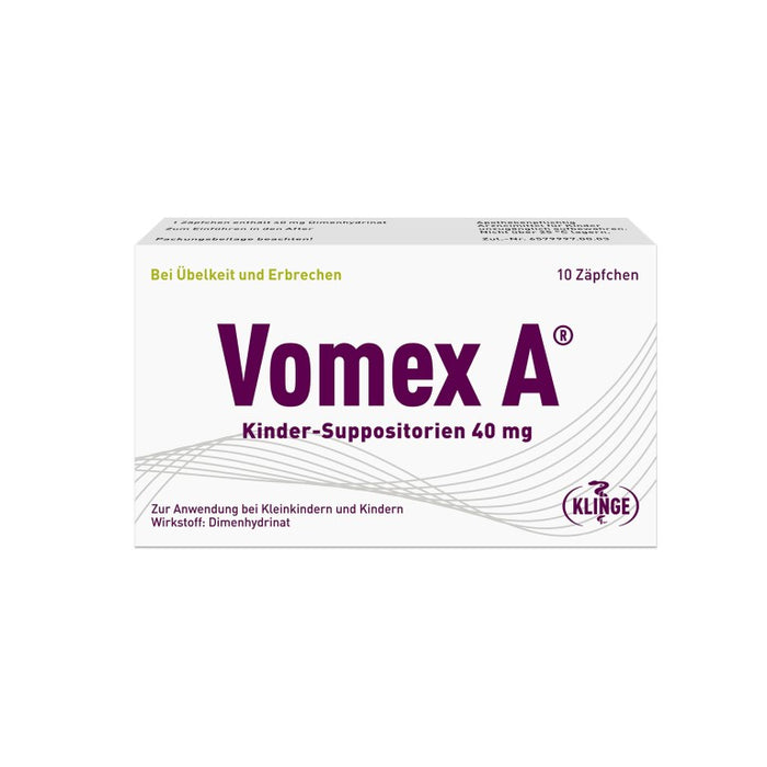 Vomex A 40 mg Kinder-Suppositorien, 10 St. Zäpfchen