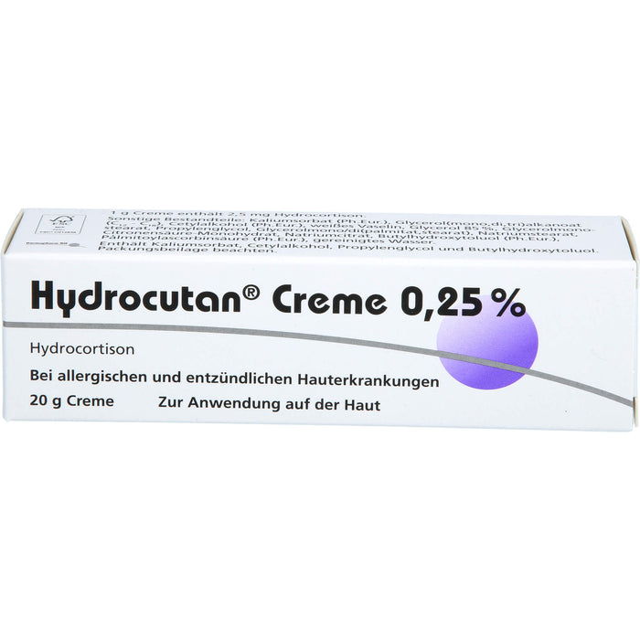 Hydrocutan Creme 0,25 % bei allergischen und entzündlichen Hauterkrankungen, 20 g Creme