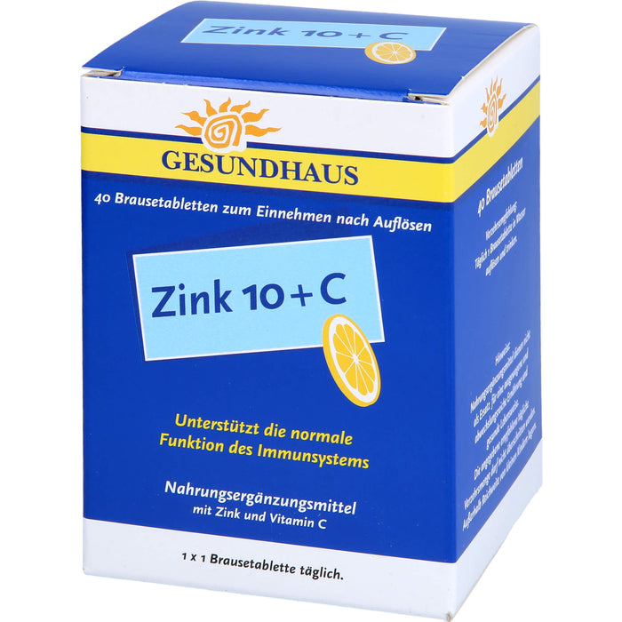 GESUNDHAUS Zink 10 + C Brausetabletten, 40 St. Tabletten