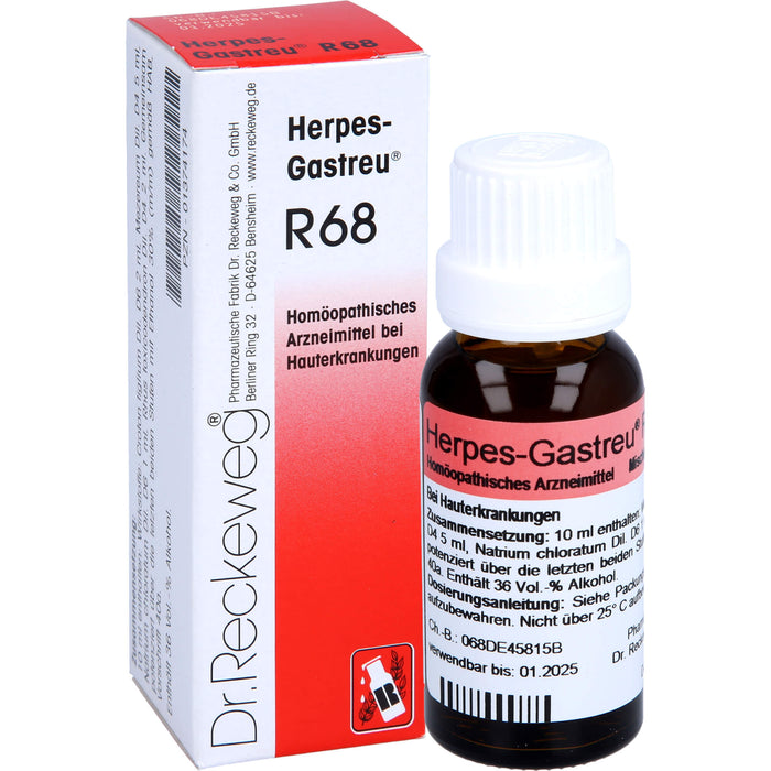 Herpes-Gastreu R68 Mischung bei Hauterkrankungen, 22 ml Lösung