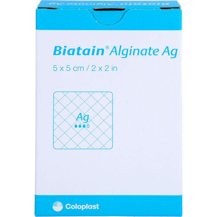 Biatain Alginate Ag Kompressen 5x5cm mit Silber, 10 St VER