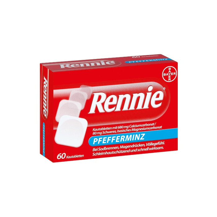 Rennie Pfefferminz Kautabletten bei Sodbrennen, 60 St. Tabletten