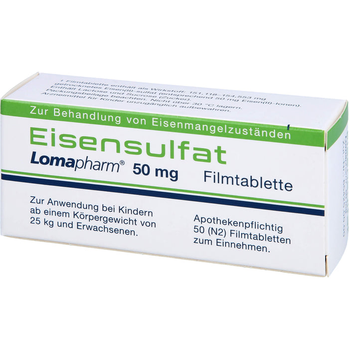 Eisensulfat Lomapharm 50 mg, Filmtablette, 50 St. Tabletten