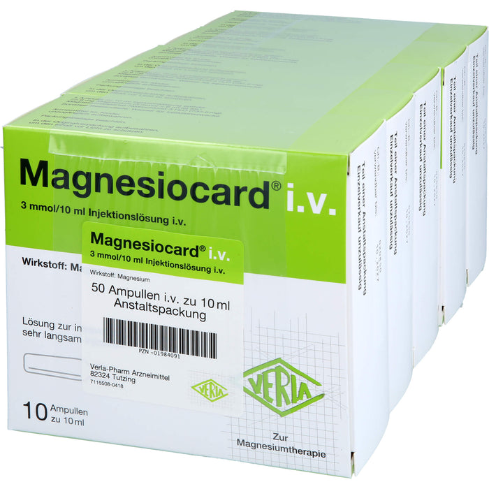 VERLA Magnesiocard i.v. Injektionslösung zur Magnesiumtherapie, 50 St. Ampullen