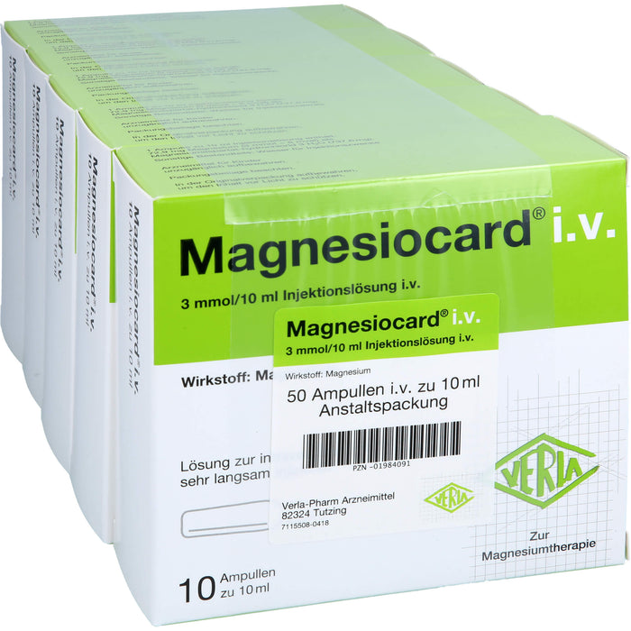 VERLA Magnesiocard i.v. Injektionslösung zur Magnesiumtherapie, 50 St. Ampullen