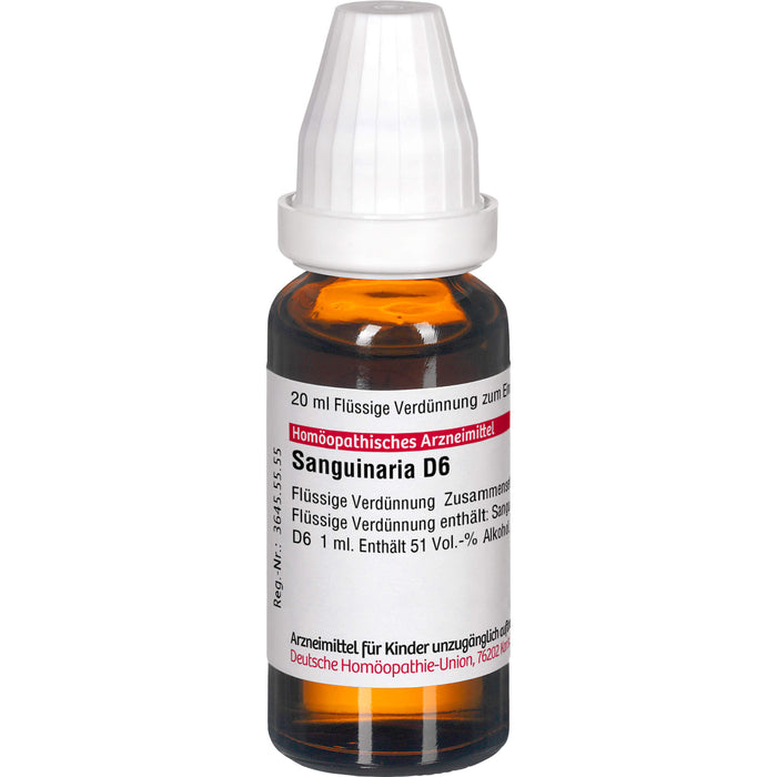 Sanguinaria D6 DHU Dilution, 20 ml Lösung