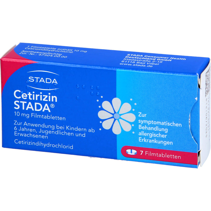 Cetirizin STADA 10 mg Filmtabletten zur symptomatischen Behandlung allergischer Erkrankungen, 7 St. Tabletten