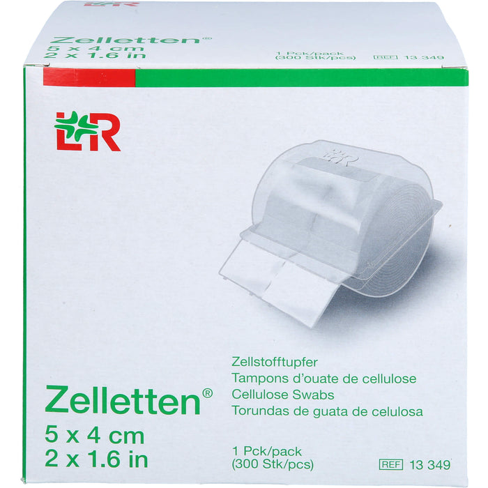 Lohmann & Rauscher Zelletten Tupfer gerollt unsteril 5 x 4 cm, 300 St. Tupfer