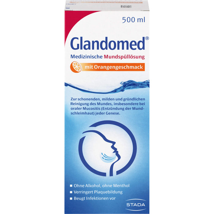 Glandomed medizinische Mundspüllösung mit Orangengeschmack, 500 ml Lösung