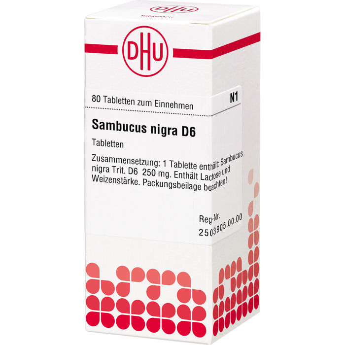 Sambucus nigra D6 DHU Tabletten, 80 St. Tabletten