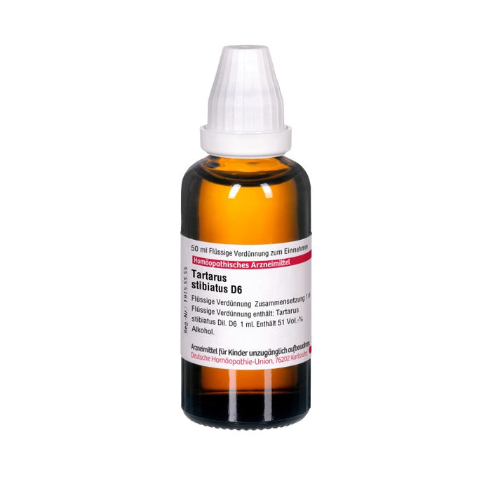 Tartarus stibiatus D6 DHU Dilution, 50 ml Lösung