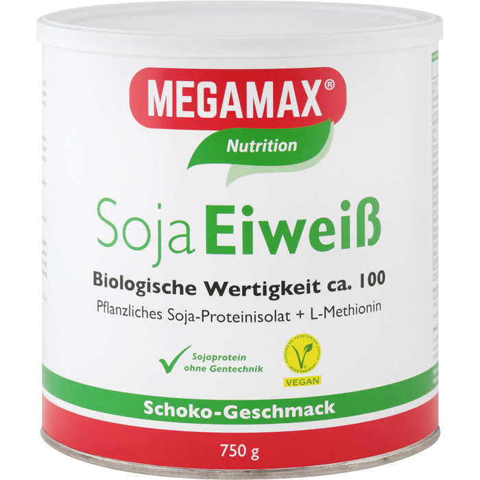 MEGAMAX Soja Eiweiß Pulver Schoko-Geschmack, 750 g Pulver