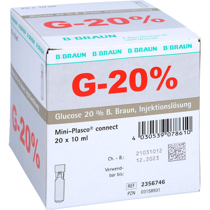 B. Braun Glucose 20 % Injektionslösung, Mini Plasco connect, 200 ml Lösung