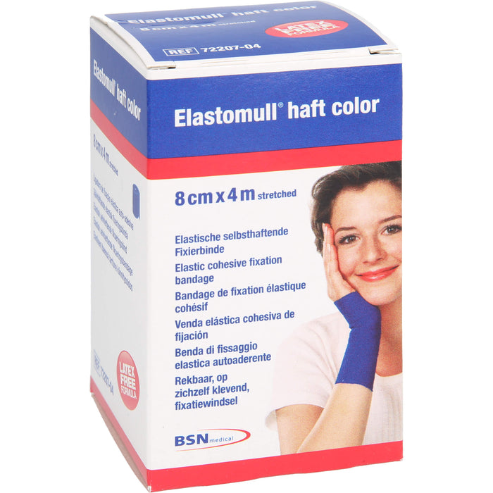 Elastomull haft 4mx8cm color blau, 1 St. Binde