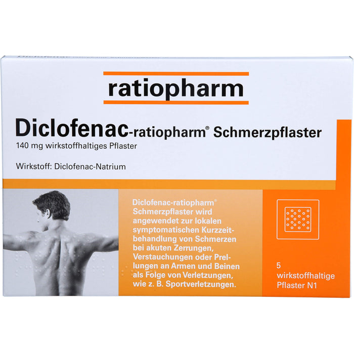 Diclofenac-ratiopharm Schmerzpflaster, 140 mg wirkstoffhaltiges Pflaster, 5 St. Pflaster