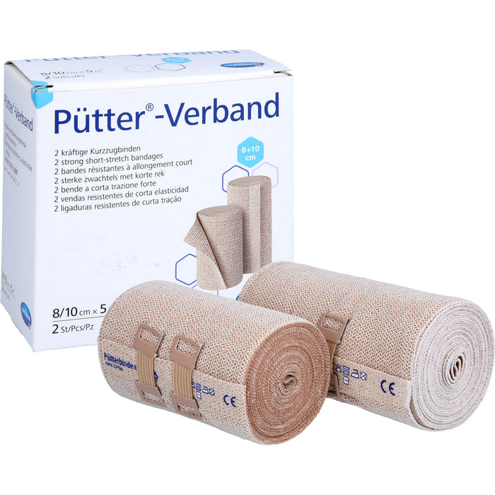 Pütter-Verband kräftige Kurzzugbinden 8 - 10 cm x 5 m, 2 St. Packung