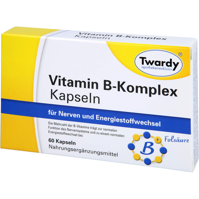 Twardy Vitamin B-Komplex Kapseln für Nerven und Energiestoffwechsel, 60 St. Kapseln