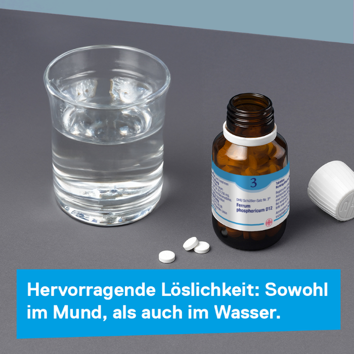 DHU Schüßler-Salz Nr. 3 Ferrum phosphoricum D3 – Das Mineralsalz des Immunsystems – das Original – umweltfreundlich im Arzneiglas, 200 St. Tabletten