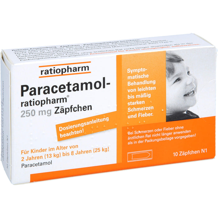 Paracetamol-ratiopharm 250 mg Zäpfchen bei Fieber und Schmerzen, 10 St. Zäpfchen