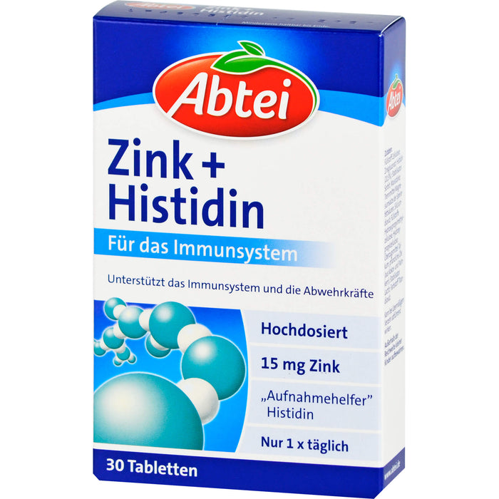 Abtei Zink + Histidin Tabletten Abwehr Plus für das Immunsystem, 30 St. Tabletten