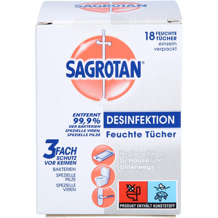 SAGROTAN desinfizierende Feuchttücher, 18 St. Tücher