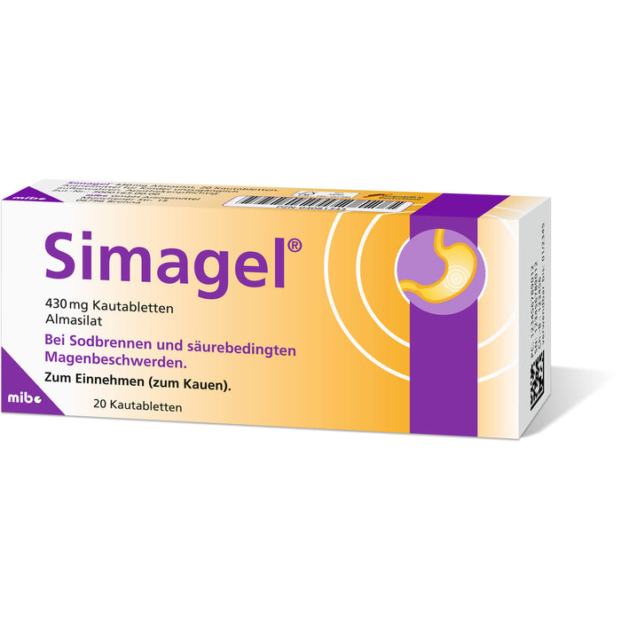 Simagel 430 mg Kautabletten bei Sodbrennen und säurebedingte Magenbeschwerden, 20 St. Tabletten