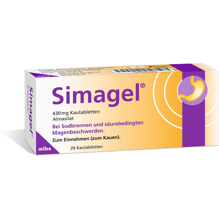 Simagel 430 mg Kautabletten bei Sodbrennen und säurebedingte Magenbeschwerden, 20 St. Tabletten