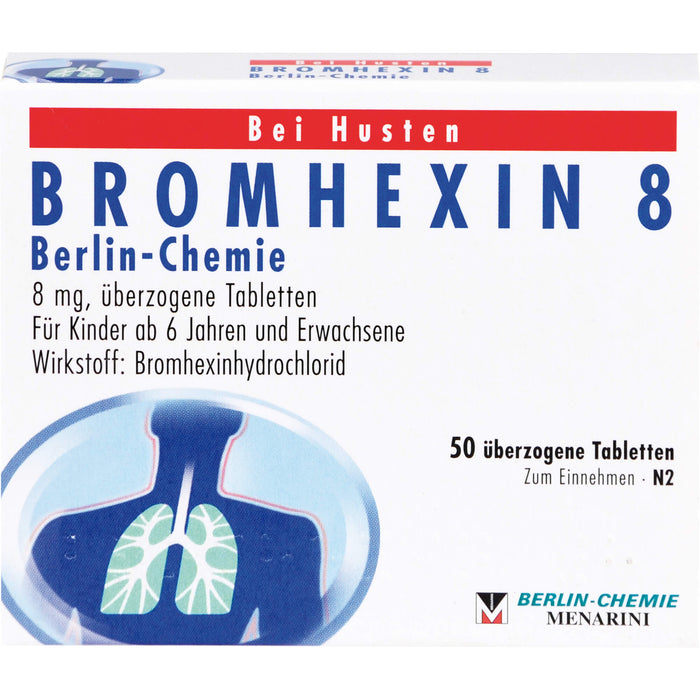 BERLIN-CHEMIE BROMHEXIN 8 Tabletten bei Husten, 50 pcs. Tablets