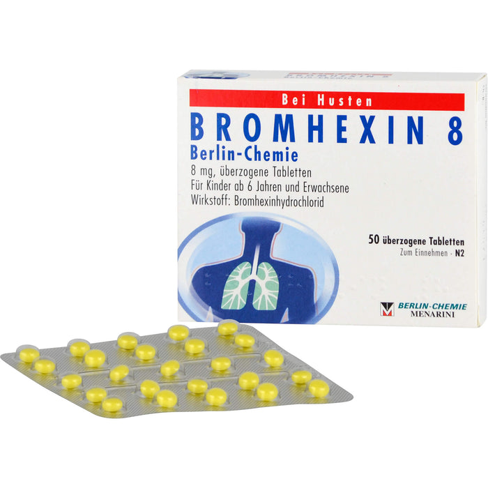 BERLIN-CHEMIE BROMHEXIN 8 Tabletten bei Husten, 50 pcs. Tablets