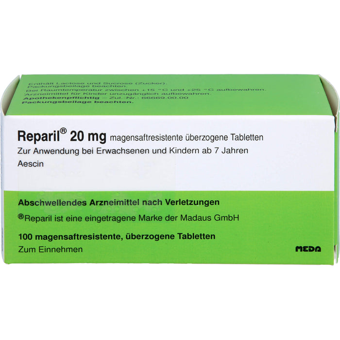 Reparil Dragees kohlpharma, 20 mg, magensaftresistente, überzogene Tablette, 100 St. Tabletten