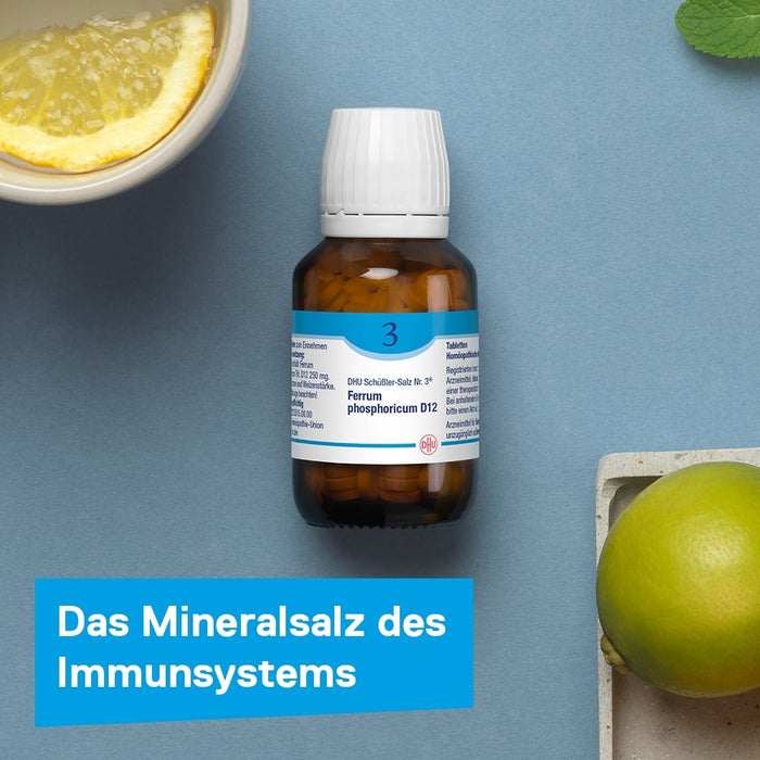 DHU Schüßler-Salz Nr. 3 Ferrum phosphoricum D6 – Das Mineralsalz des Immunsystems – das Original – umweltfreundlich im Arzneiglas, 420 St. Tabletten