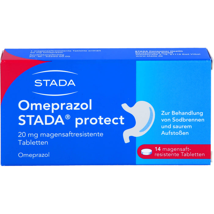 Omeprazol STADA protect 20 mg Tabletten bei Sodbrennen, 14 St. Tabletten