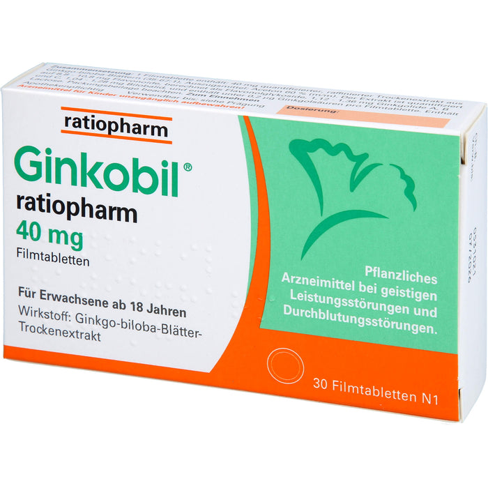 Ginkobil ratiopharm 40 mg Filmtabletten, 30 St. Tabletten