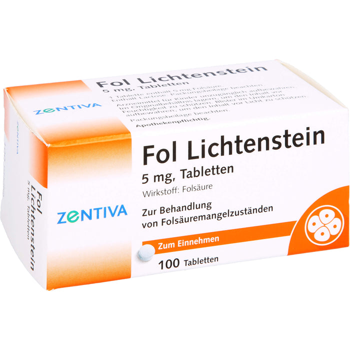 Fol Lichtenstein 5 mg Tabletten bei Folsäuremangelzuständen, 100 St. Tabletten