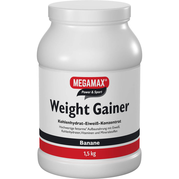 MEGAMAX Power & Sport Weight Gainer Pulver Banane-Geschmack, 1500 g Pulver