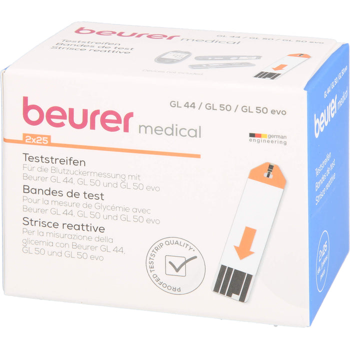 beurer GL 44/50 Teststreifen für die Blutzucker-Messung, 50 pcs. Test strips