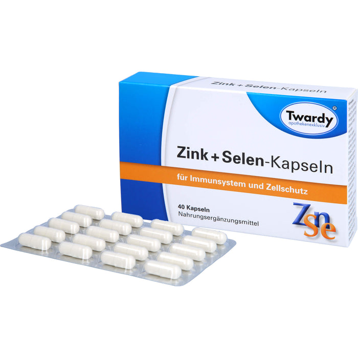 Twardy Zink + Selen-Kapseln für Immunsystem und Zellschutz, 40 St. Kapseln