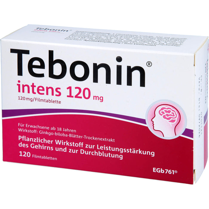 Tebonin intens 120 mg Filmtabletten zur Leistungsstärkung des Gehirns und zur Durchblutung, 120 St. Tabletten