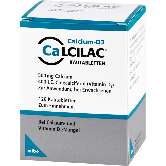 CaLCILAC 500 mg Calcium / 400 I.E. Colecalciferol Kautabletten, 120 St. Tabletten