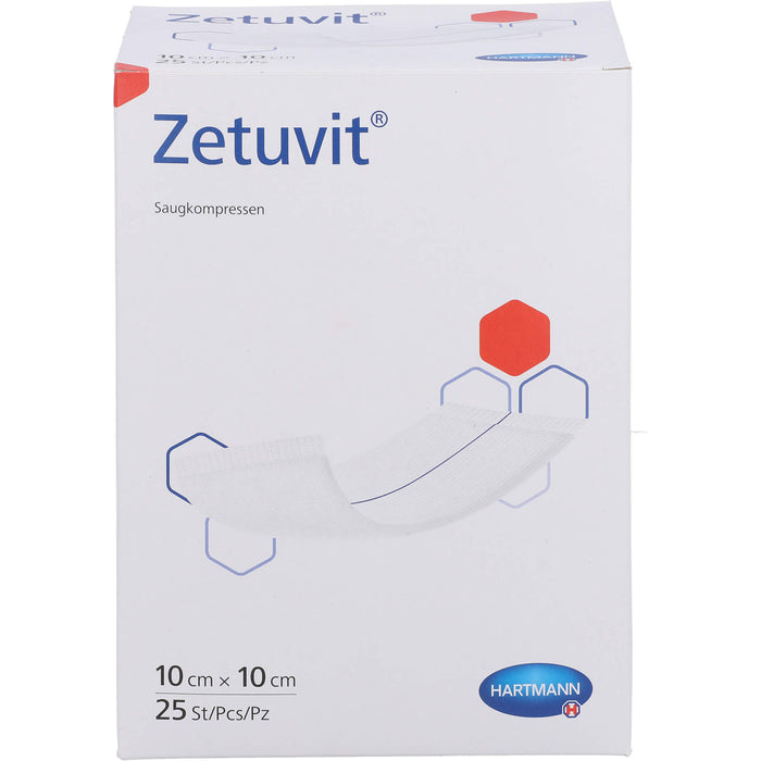 ZETUVIT Saugkompresse steril 10x10cm, 25 St KOM