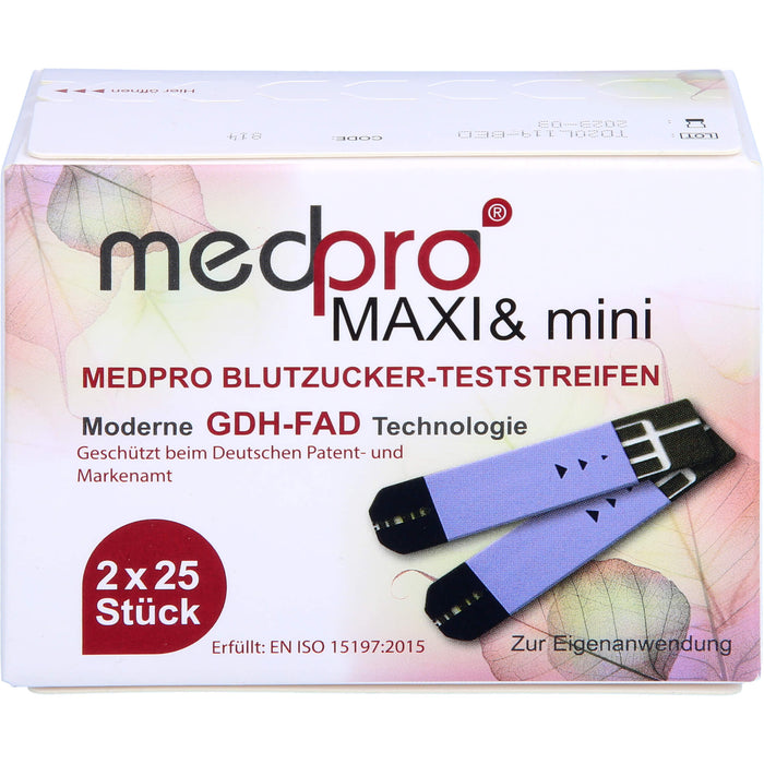 medpro MAXI & mini Blutzucker-Teststreifen einzeln, 2X25 St TTR