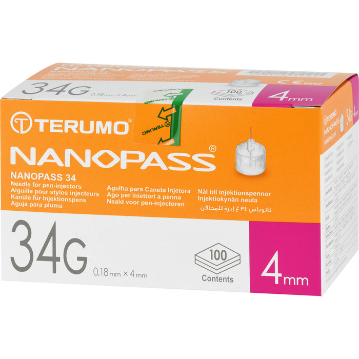 TERUMO NANOPASS 34 Penkanüle 34G 0,18X4mm, 100 St KAN