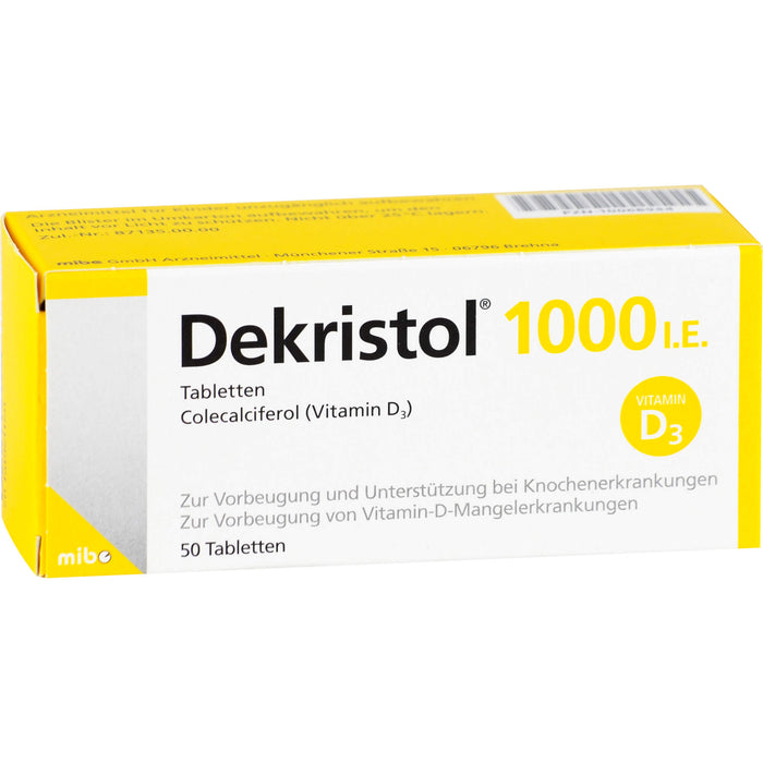 Dekristol 1000 I.E. Tabletten bei Vitamin-D-Mangelerkrankungen und zur unterstützenden Behandlung der Osteoporose, 50 pcs. Tablets