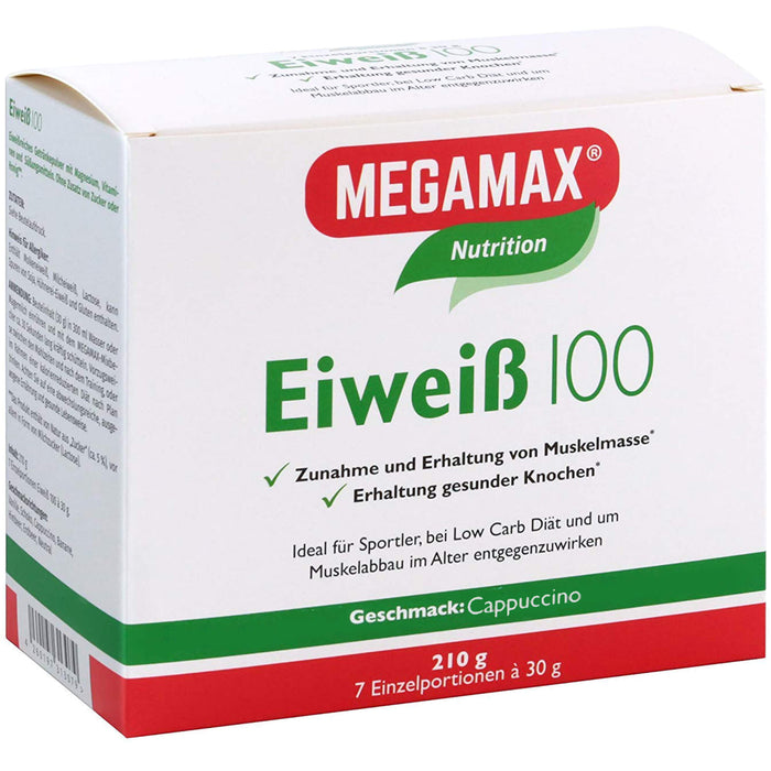 MEGAMAX Basic & Active Eiweiß 100 Pulver Cappuccino-Geschmack, 210 g Pulver