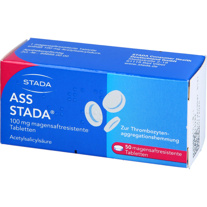 ASS STADA 100 mg magensaftresistente Tabletten zur Thrombozytenaggregationshemmung, 50 pcs. Tablets