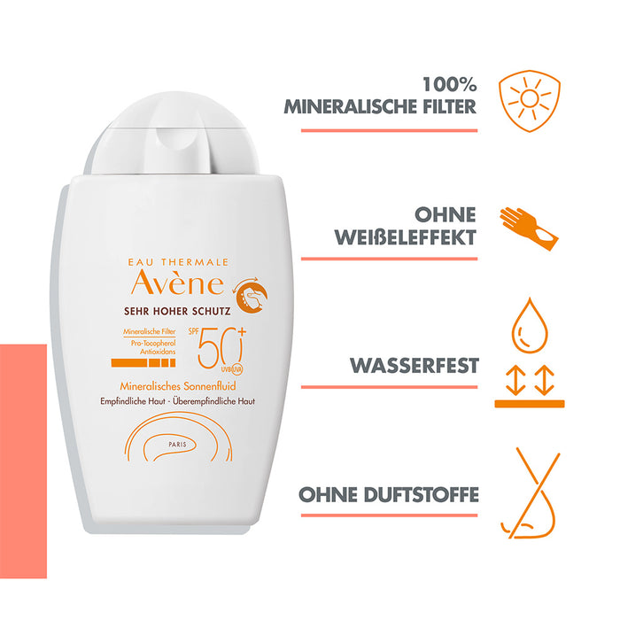 Avène Mineralisches Sonnenfluid SPF50+ ungetönt, 40 ml Lösung