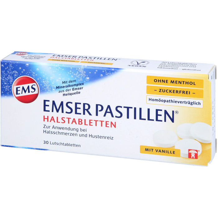 EMSER Pastillen Halstabletten ohne Menthol zuckerfrei, 30 St. Tabletten