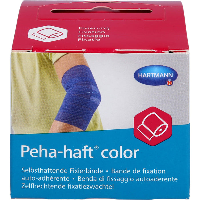 Peha-haft Color Fixierbinde latexfrei 4cmx4m blau, 1 St. Packung